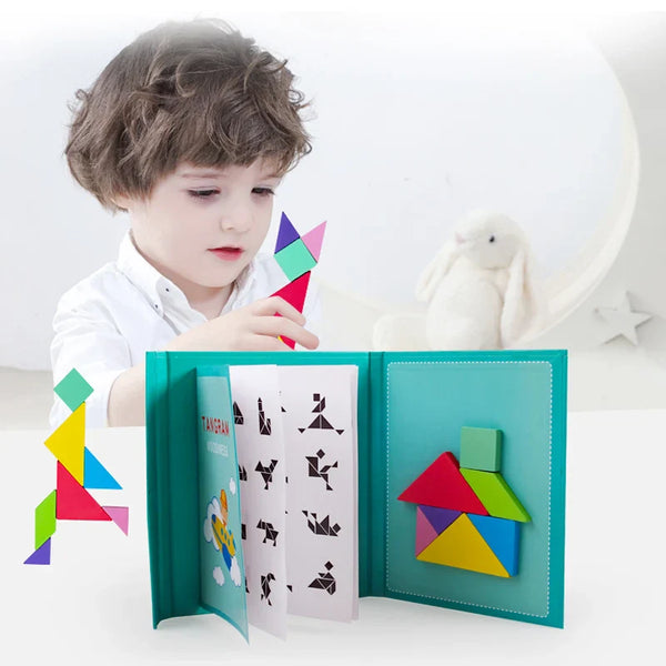 Magnetisches 3D Tangram Holzpuzzle Montessori Spielzeug für Kinder