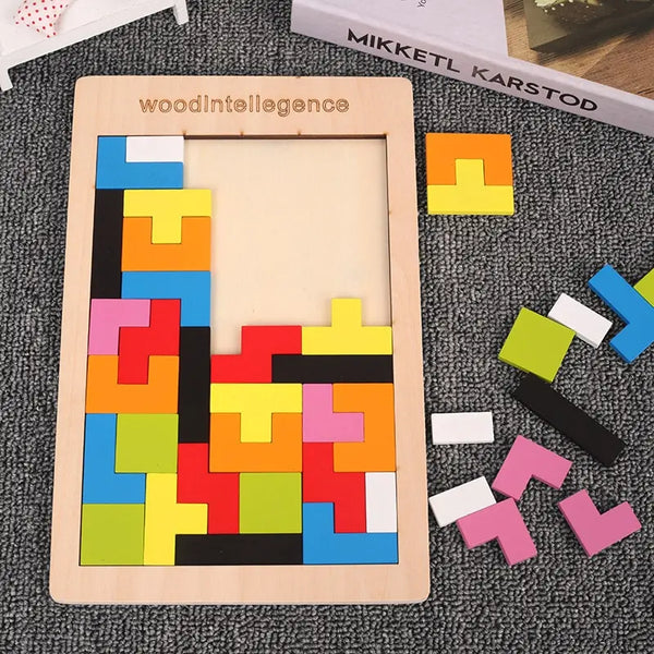 Holz Lernpuzzle für Kinder – Logikspiel mit geometrischen Formen