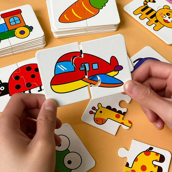 Montessori Lernkarten für Kinder – Früchte & Tiere, Pädagogisches Puzzle