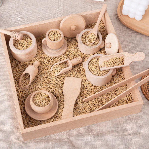 Montessori Sensorik Puzzle & Küchen-Spielset aus Holz