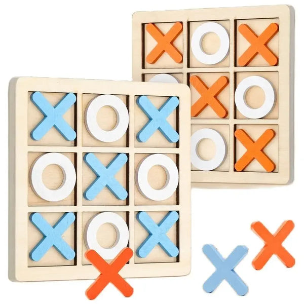 Montessori Holzspiel – Lern-Schach & Tic-Tac-Toe für Kinder