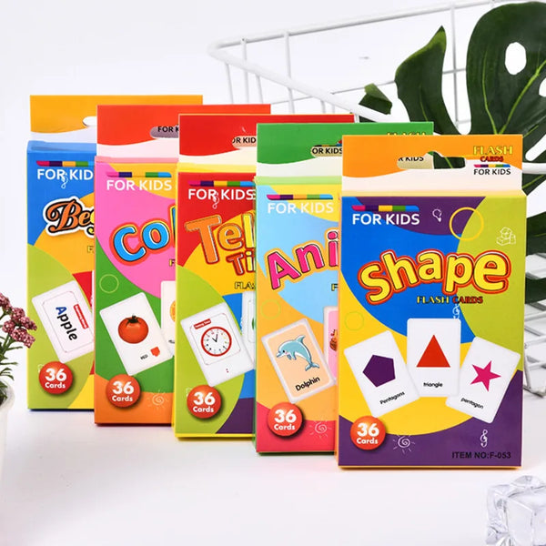 Montessori Lernkarten für Kinder – Farben, Formen & Tiere (36 Stück)