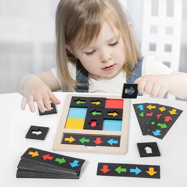 Sensorisches Lernspiel zur Richtungs- und Farberkennung für Kinder