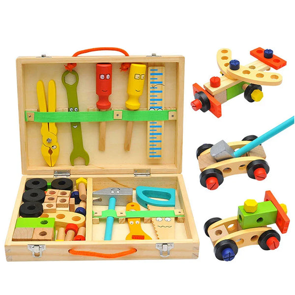 Montessori Werkzeugkasten Kinder Spielzeug – Holz & Kunststoff