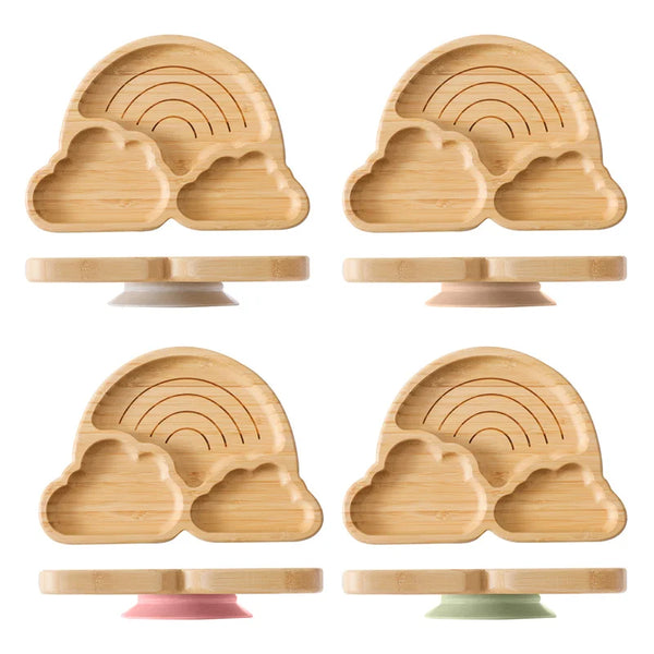 Baby Geschirrset aus Holz mit Silikon-Saugnapf